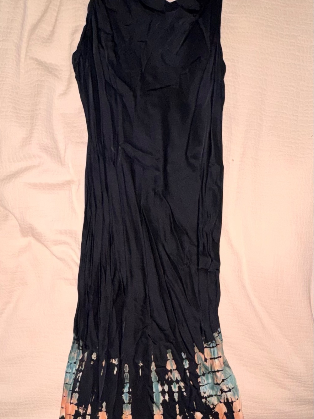 Black Tie-Dye Midi Dress with Pastel Hem - Brand Unknown